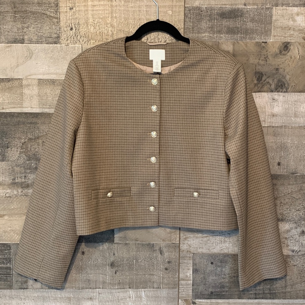 H&M Houndstooth Jacket with gold buttons Size M - Picture 5 of 16